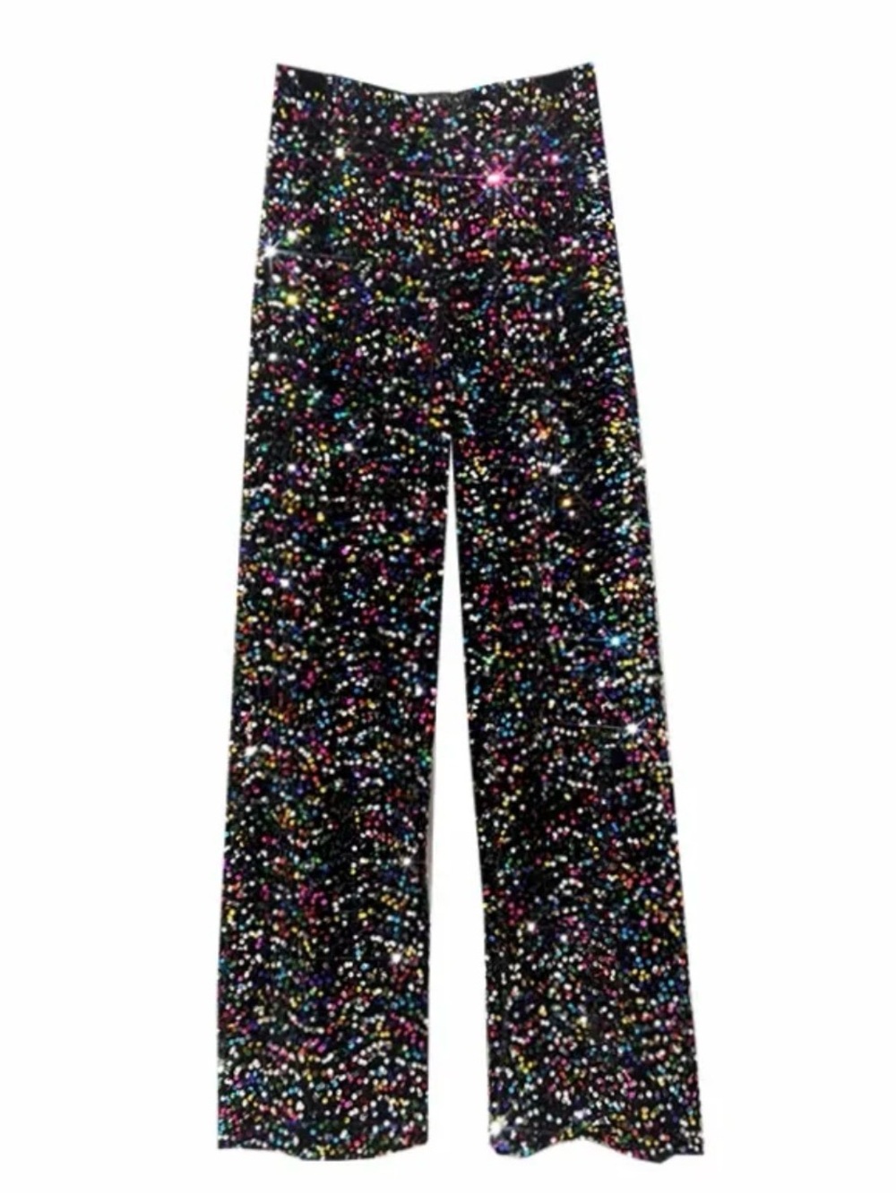 NWT Colorful Sequin Wide-Leg Evening Pants
